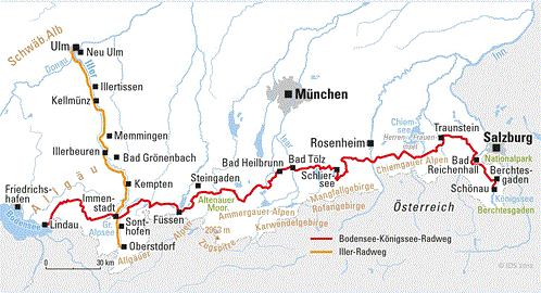 Bodensee – Königssee mapa